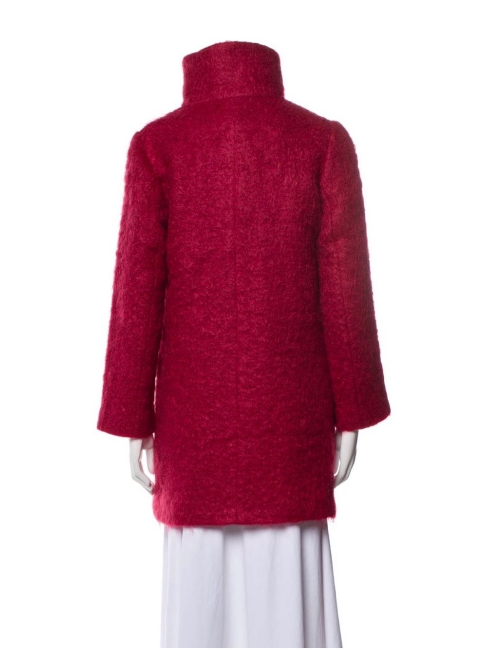 Agnes B cherry red Button-Front Wool Blend Coat - Picture 3 of 4